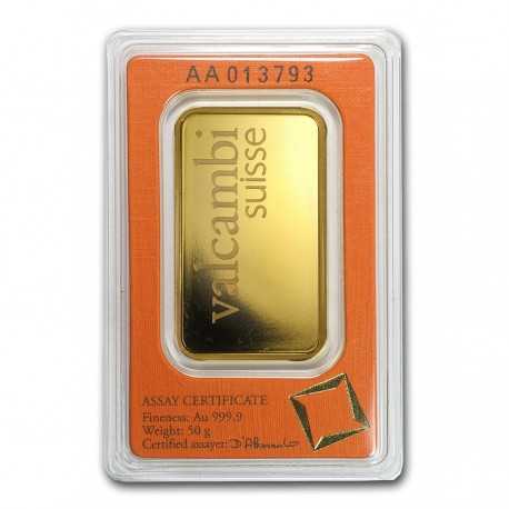 50g Gold Bullion / Bar Valcambi